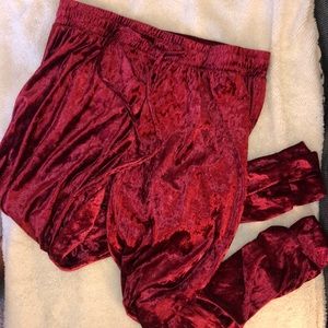 Red velvet sweatpants